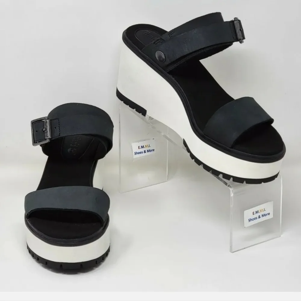 Timberland Women's Koralyn Black & White Sandals Size 9.5 A26SF New